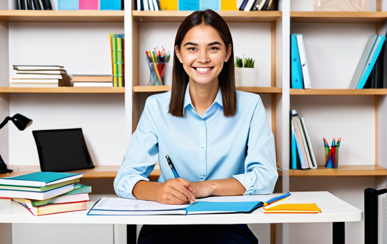 변호사 자격증 준비 중 흔한 실수 - Customized Study Plan**

"A young woman sitting at a desk, smiling confidently, surrounded by colorf...
