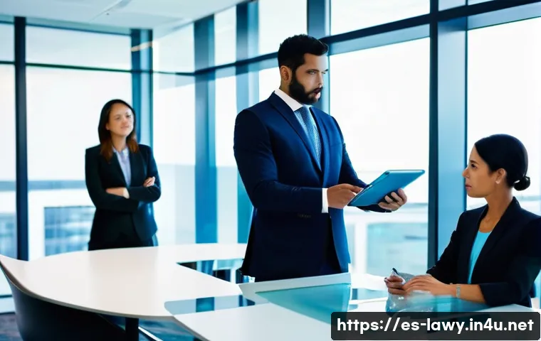 변호사와 로펌의 관계 이해하기 - **Prompt 1: The Modern, Tech-Savvy Law Firm**
    "A diverse team of professional lawyers, dressed i...