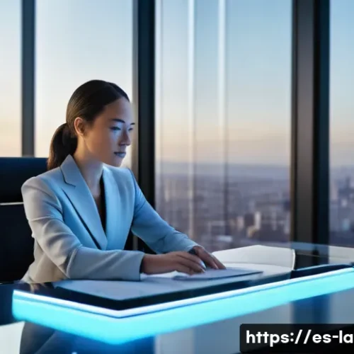 변호사와 법률 기술 트렌드 - **AI-Powered Legal Strategist in a Modern Law Firm**
    A wide shot of a brilliant, focused female ...